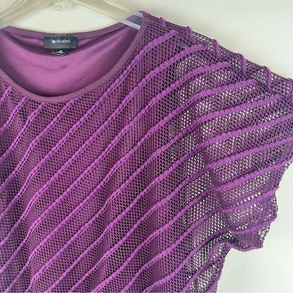 Vintage 80s 90s Mesh Overlay Top Medium M Purple Retro Sport Tank - Picture 2 of 6